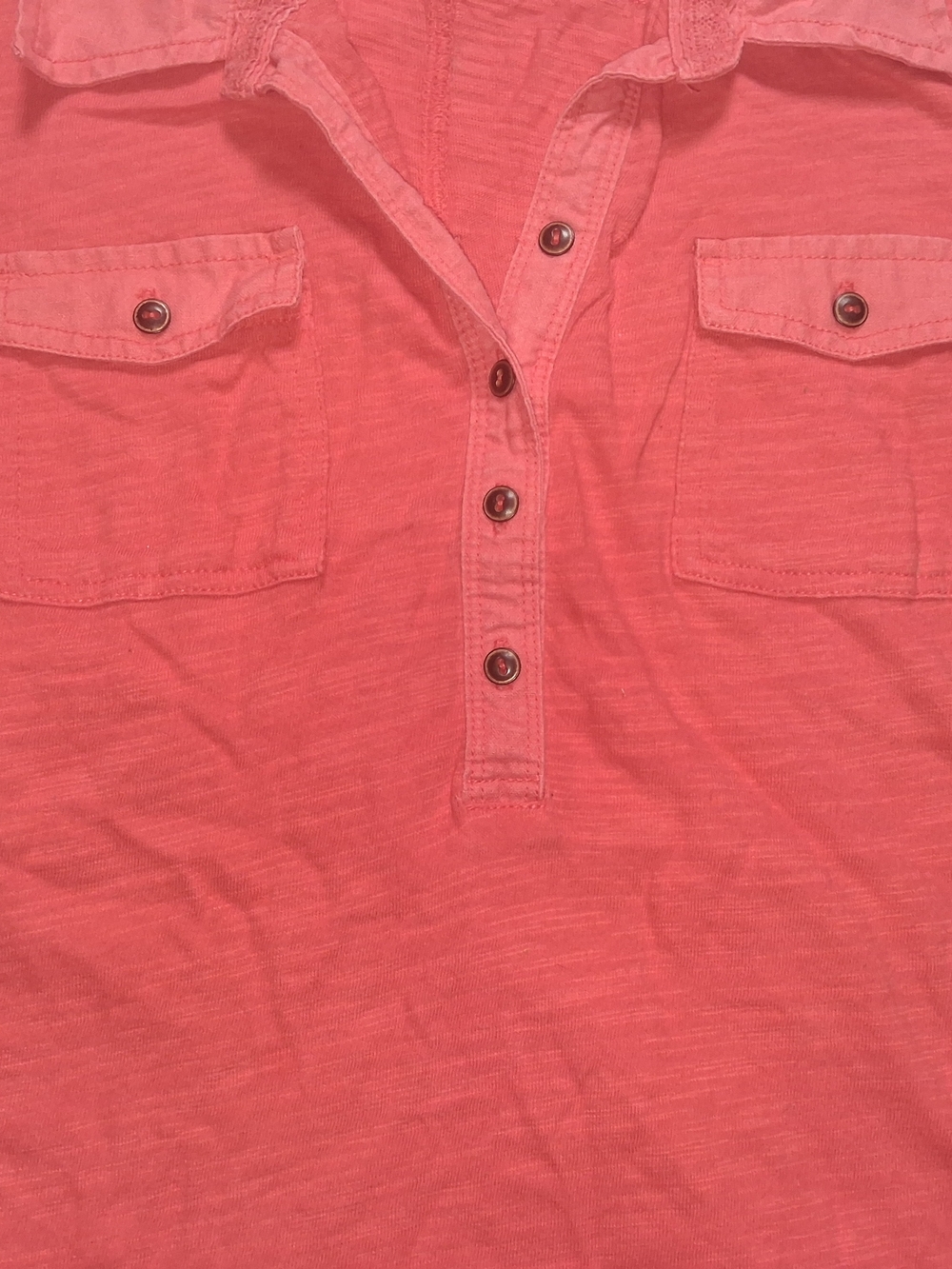 Eddie Bauer Coral Button-Placket Chest Pocket Shirt
